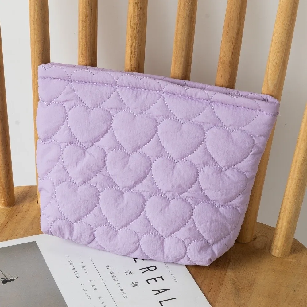 Large Capacity Travel Makeup Organizer Bag Heart Lightweight Portable Toiletry Organizer Soft Padded Zipper