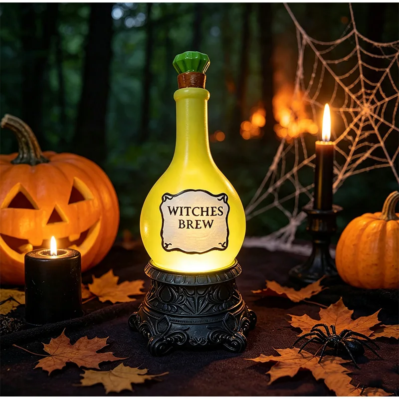 2026 Halloween Resin Witch Brewing Lamp USB Plug In Style Holiday Decoration Small Ornament Atmosphere Decoration Prop Lamp