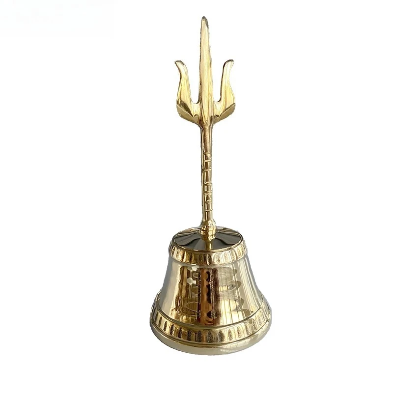 1 pc brass Pure Copper Trident Hand Shake Bell Feng Shui Accessories Halloween props Household Sacrifice temple Dharma tools