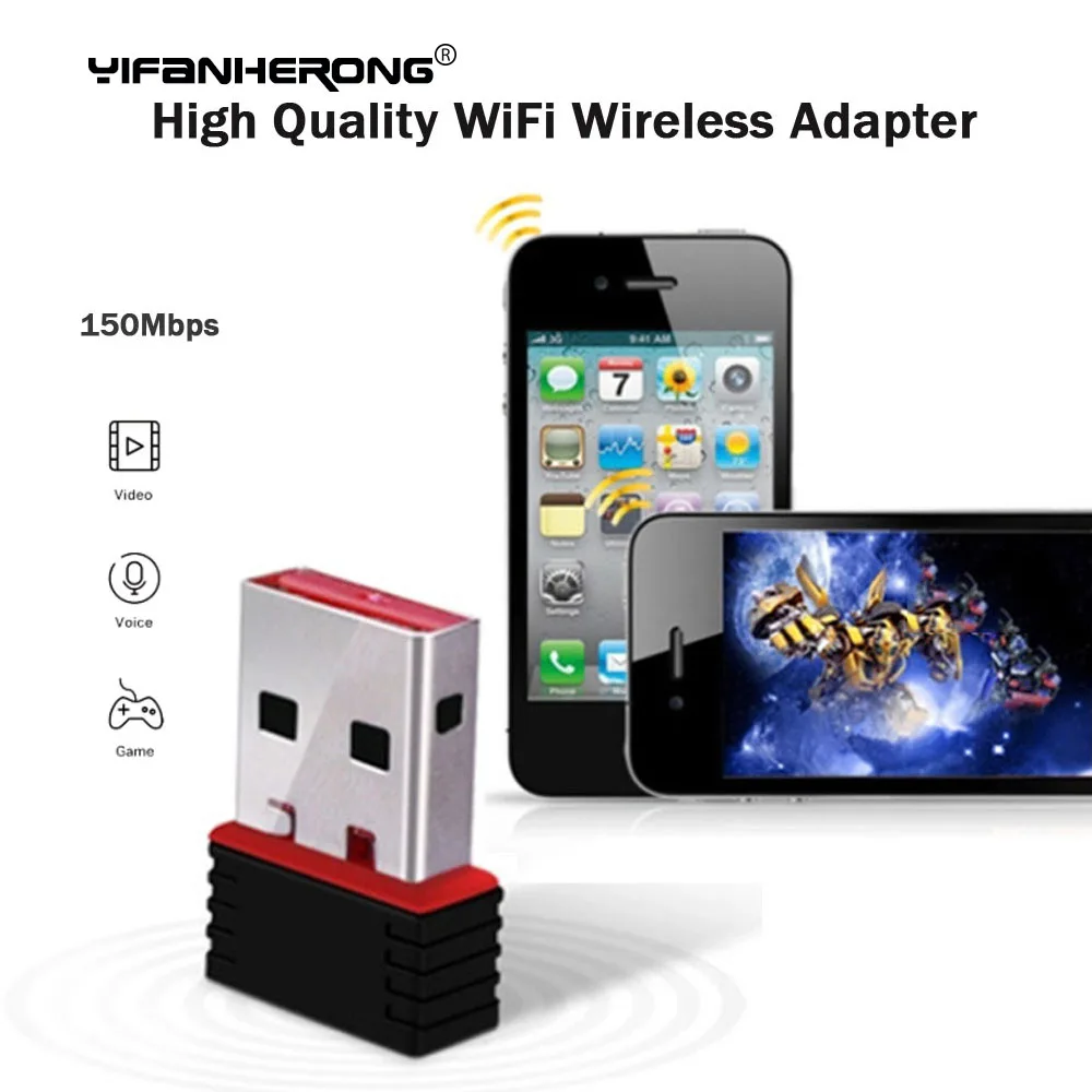 Wireless 2.4G USB LAN Receiver Network Card 150Mbps USB WiFi Adapter 802.11N MT7601 Chip RTL8188 For Computer Desktop PC Laptop