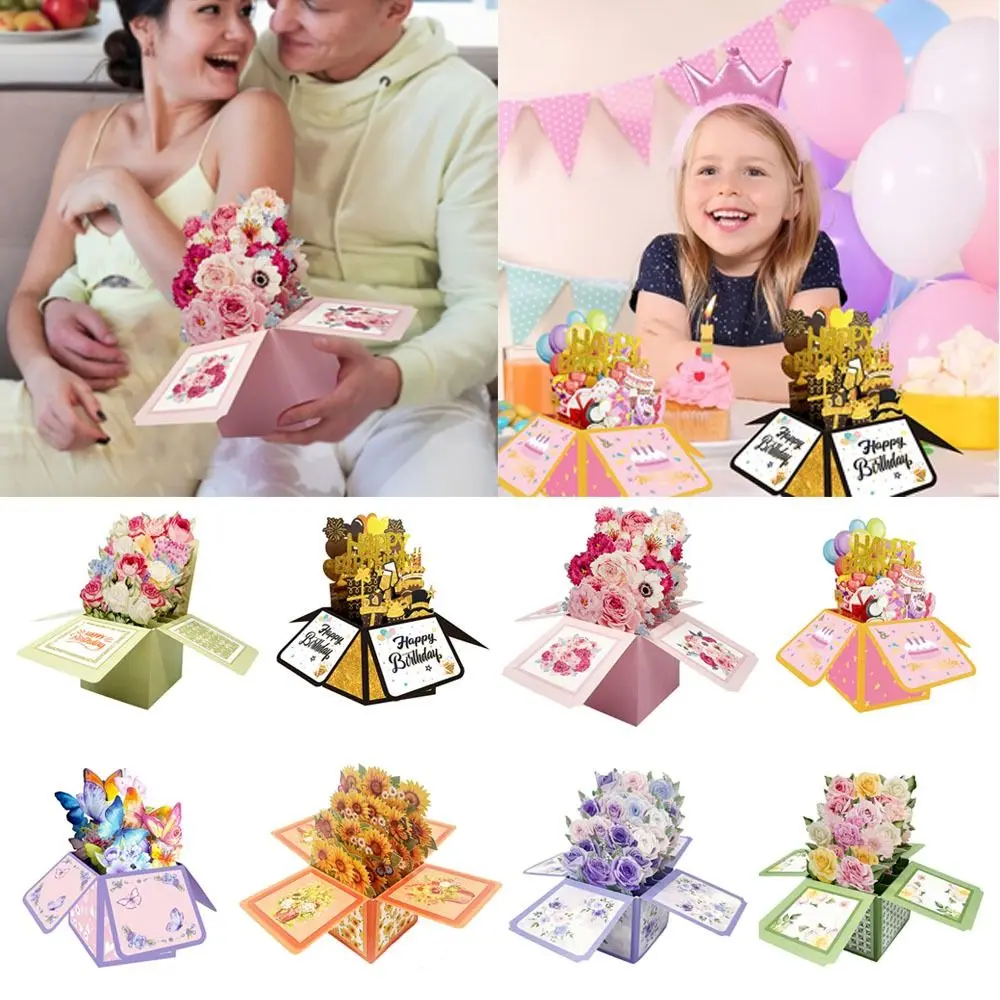

Creative paper 3D Pops-up Bouquet Bouquet Flower Folding Greeting Card Floral Box Paper Flowers Birthday Wedding