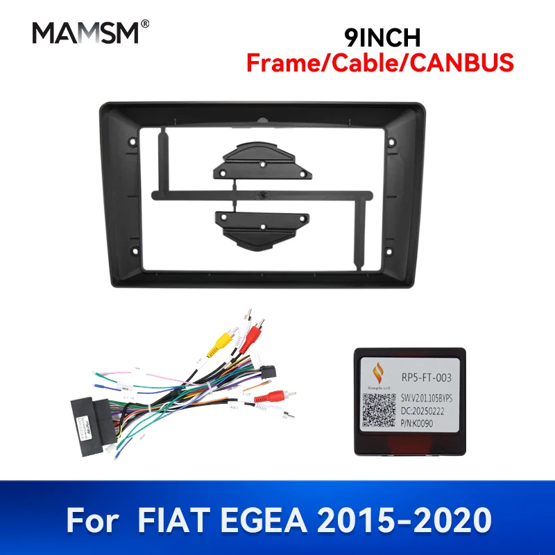MAMSM 9 inch Car Radio Fascia Stereo Frame For FIAT EGEA 2015-2020 Android GPS MP4 Multimedia Wiring Harness Canbus Box Kit
