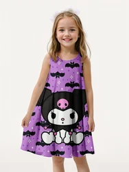 MINISO New Summer Girls' Skirt 3D Printed Kuromi Cute Cartoon Dress Fashion Children's Clothing Party Boys Hello Kitty Top