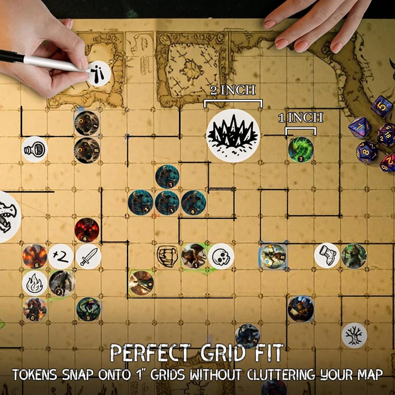 Conjunto de tokens de apagamento a seco CZYY RPG - 192 PCS |   Tokens em branco reutilizáveis, tokens de criatura, personagens da classe 5E com canetas fabricanteas