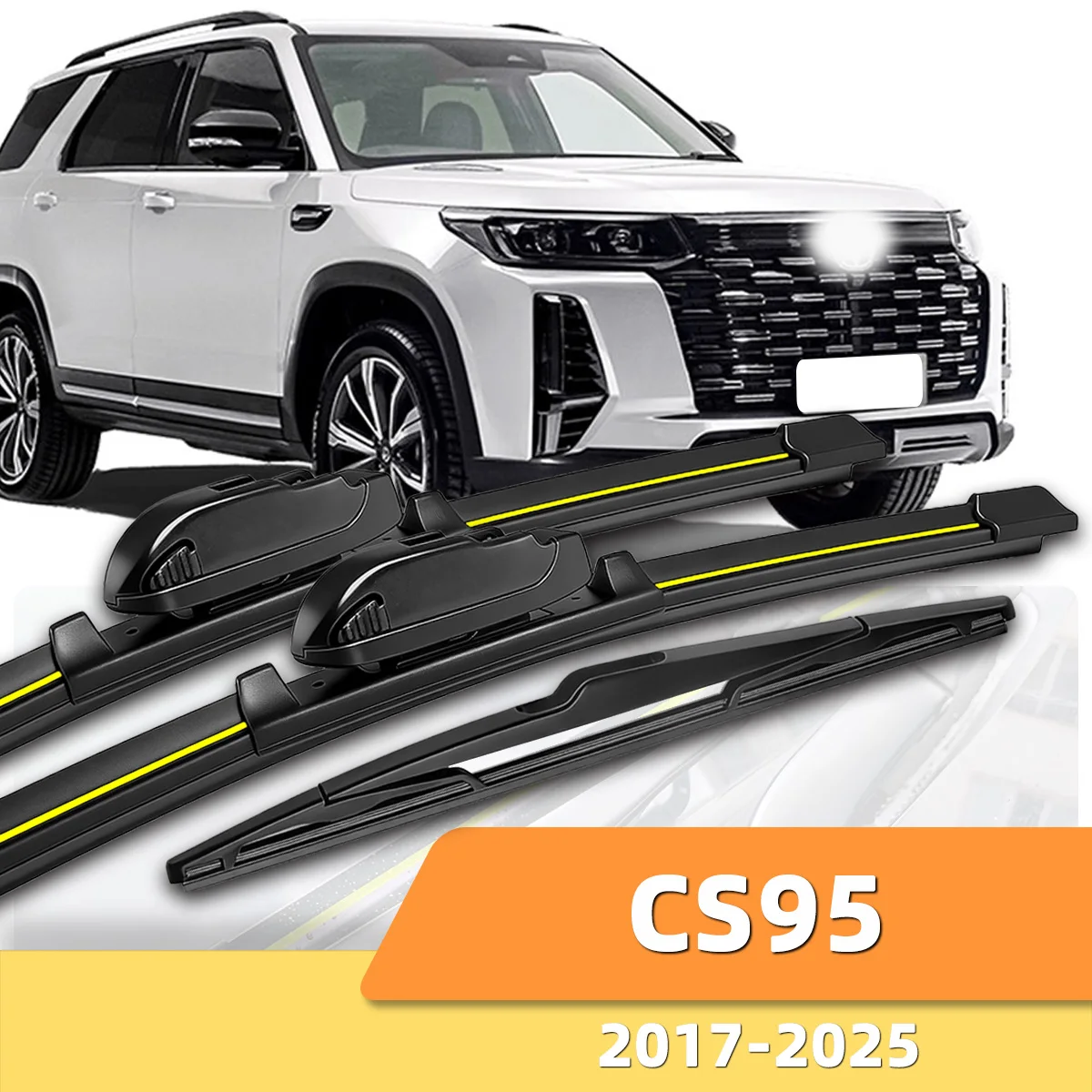 

Комплект из 3 щеток стеклоочистителя для Chana CS95 2017-2025: передние и задние резиновые накладки, аксессуары 2018, 2020, 2021, 2022, 2024 годов выпуска