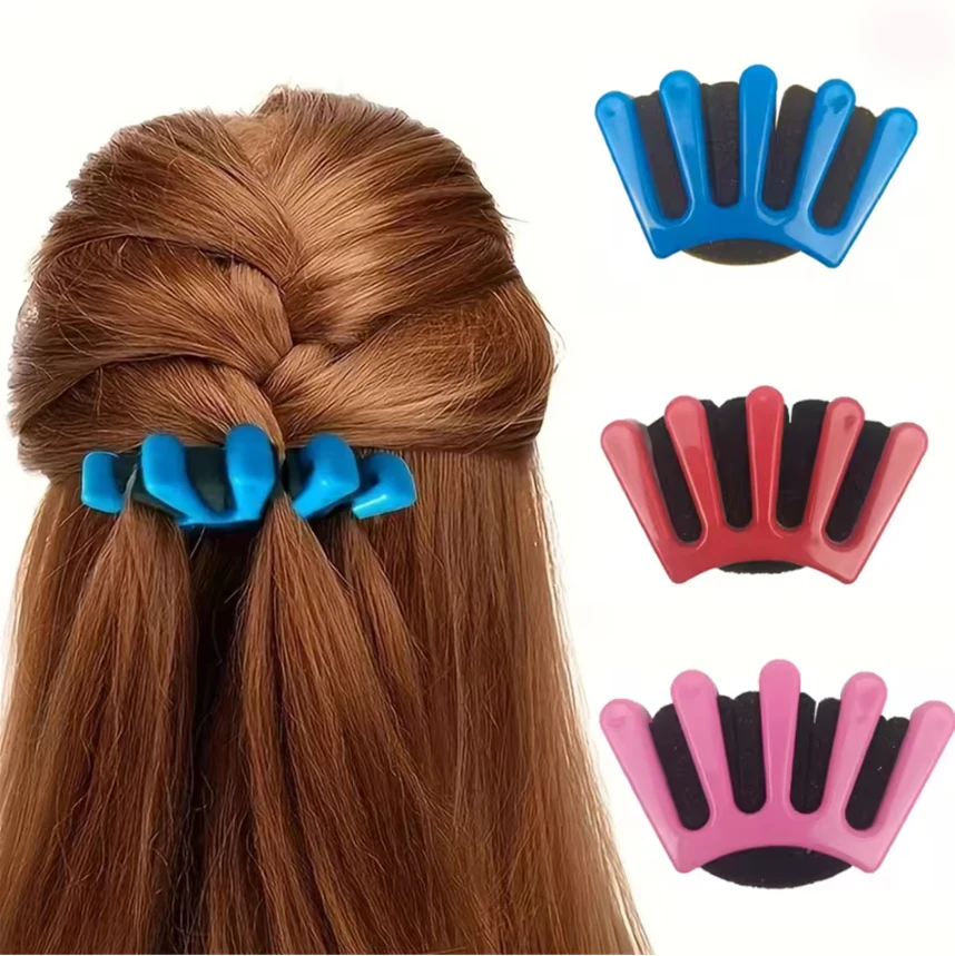 1PCS Fashion 5-Finger Sponge Hair Braiding Tool Manual Hair Weaver Crimper Lazy Novice  Braid DIY Wave Curly Twist Styling