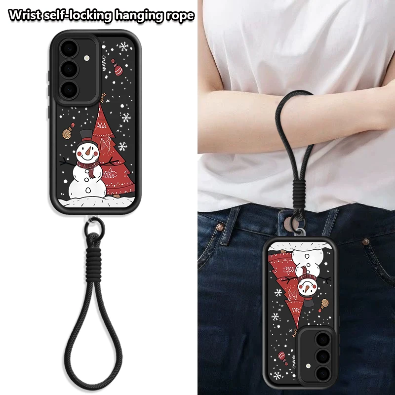 ثلج شجرة حمراء عيد الميلاد الحبل الحال بالنسبة لسامسونج S25 حافة S24 الترا S23 S22 S21 FE A17 A54 A15 A35 A55 A16 A36 A56 5G كابا #4