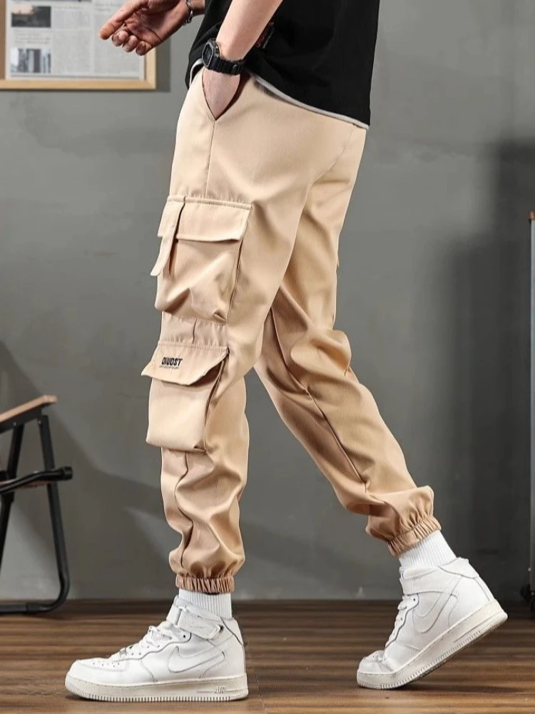 Men Outdoor Construction Work Pants Loose Wear Resistant Multi Pocket Cargo Trousers