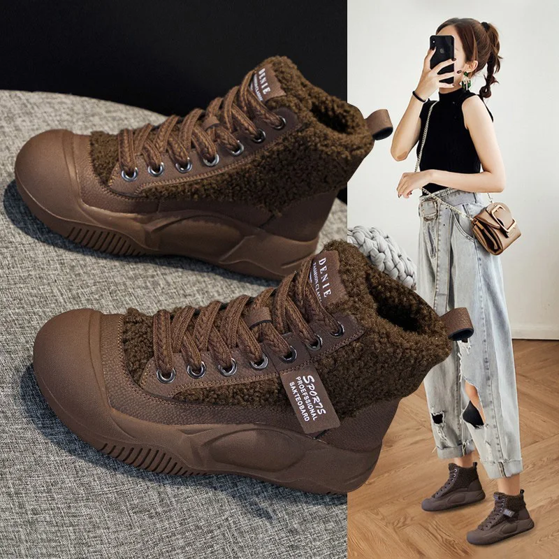 

2025 Ladies Fur Boots Womens Winter Velvet Cotton Shoes Casual Snow Boots Women Fluffy Fuzzy Furry Fur Boots Platform Black Boot