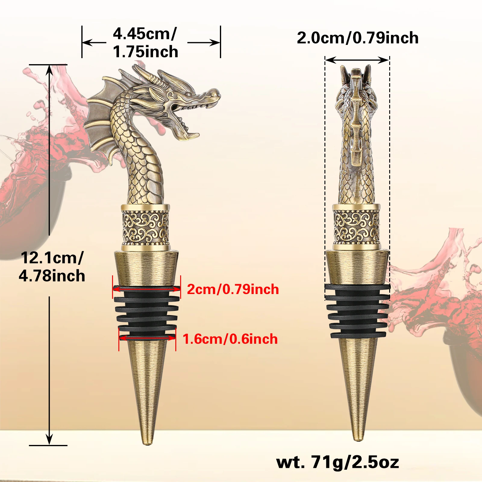 LKKCHER Useful 2-in-1 Dragon Head Wine Stopper and Opener Fashion Home Bar Ornaments Bottle Saver Gifts for Men