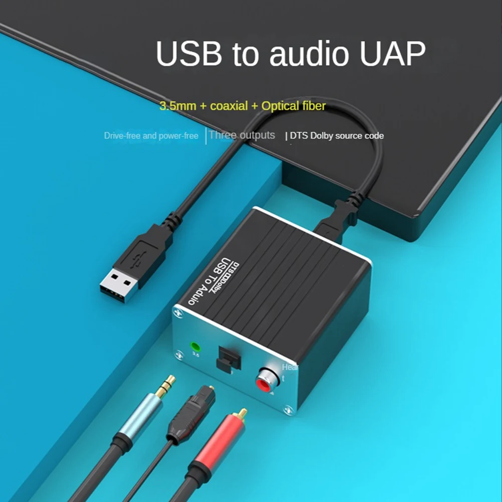 USB na konwerter Audio PC karta dźwiękowa dla PS5 do 3.5mm głośnik AUX konwerter światłowodowy koncentryczny DTS Dolby 5.1 kod źródłowy