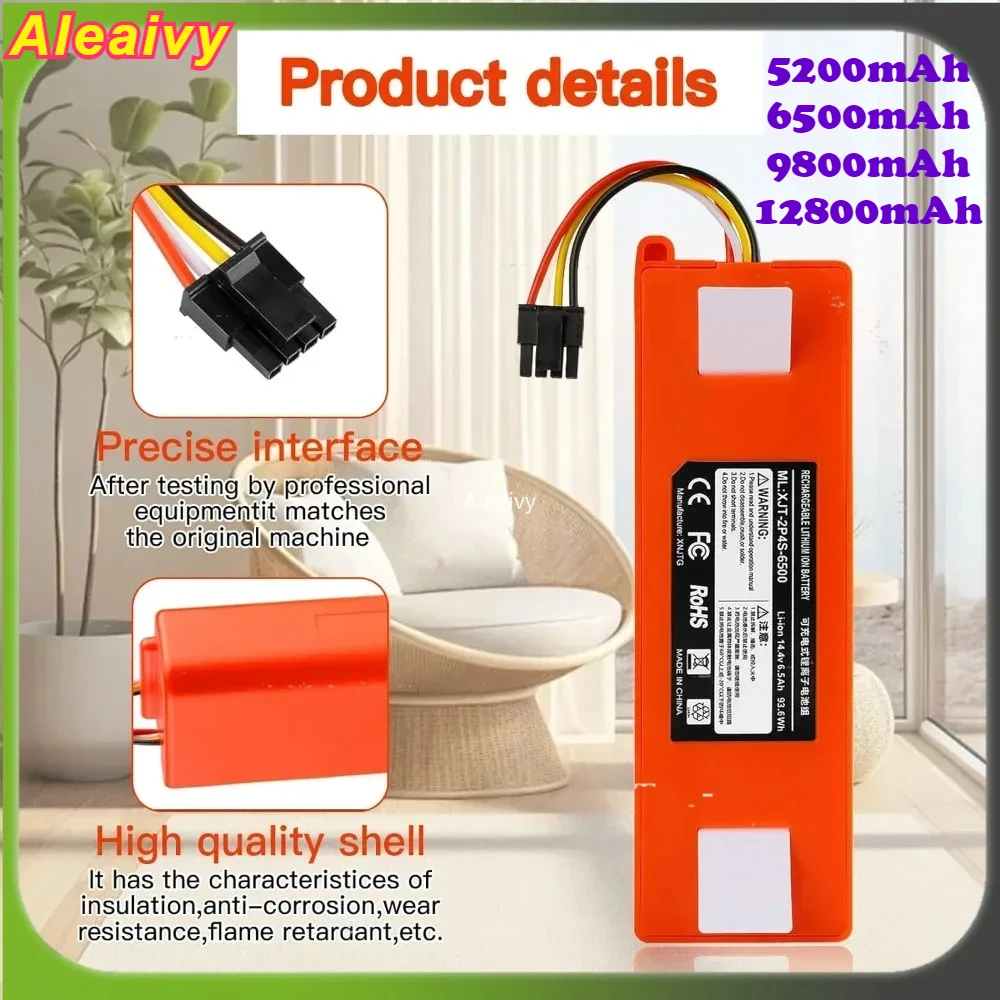 

5.2AH/6.8AH/9.8AH/12.8AH Robotic Vacuum Cleaner Replacement Li-ion Battery for Xiaomi Robot Roborock S50 S51 S55 Accessory Spare