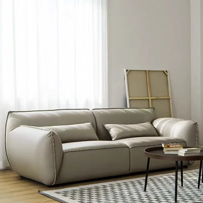 Full first-floor cowhide sofa, straight row large apartment living room