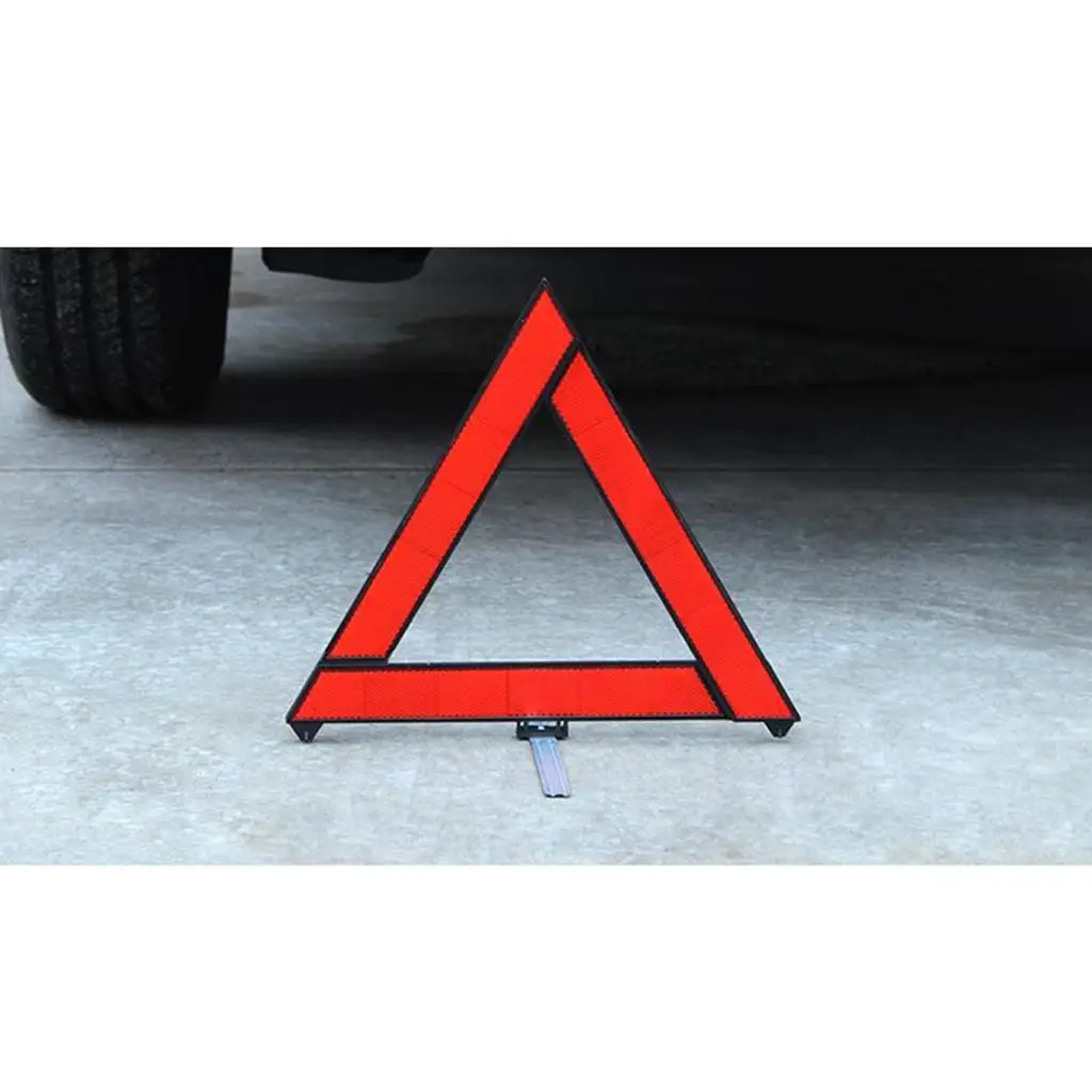 Car Warning Triangle Red Reflective Hazard Tripod Stop Sign Reflector