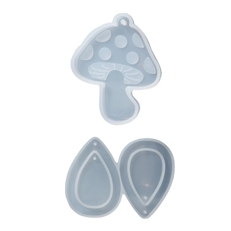 Resin Jewelry Casting Molds Teardrop Mushroom Silicone Mold Clear Pendant Resin Molds with Hanging-Hole DIY Crafts