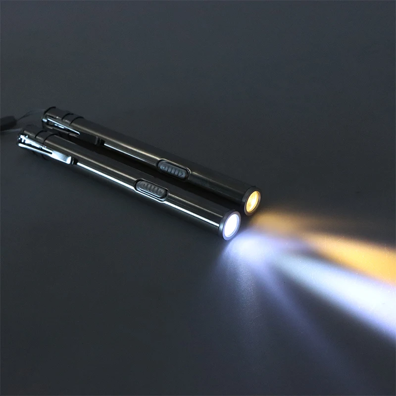 1Pc Alloy Waterproof LED USB Chargeable Flashlight Powerful Rechargeable Torch Keychain Pen Flashlight For Doctors
