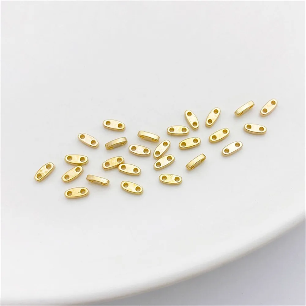 

14K Gold-coated Double-row Bead Pig Nose Double-hole Spacer Diy Beaded Bracelet Necklace Jewelry Material Accessories L262