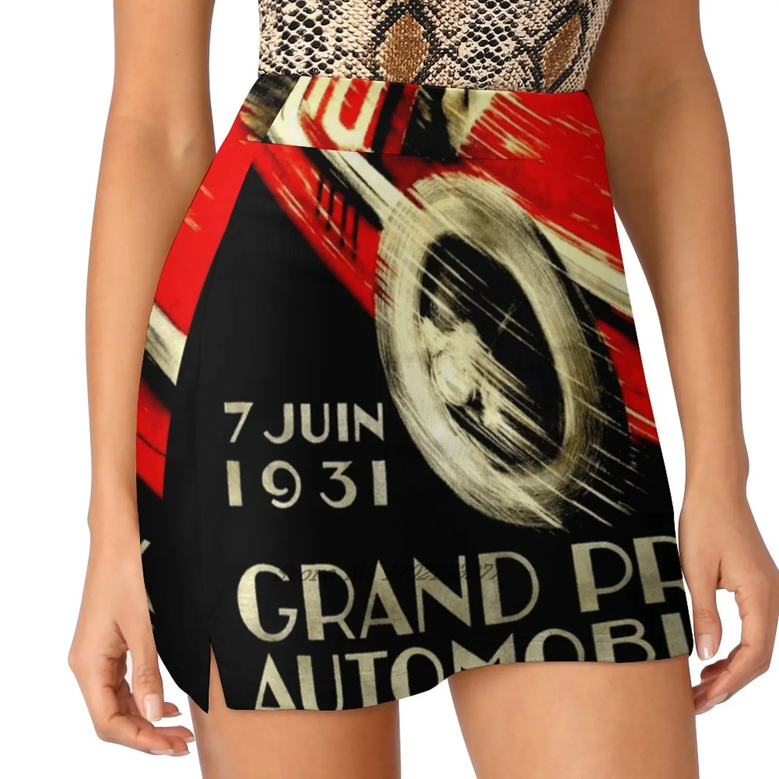 

" Geneva Grand Prix " Vintage Auto Racing Print Summer Women's shorts Skirt 2 In 1 Fitness Yoga Skirt Tennis Skirts Geneve