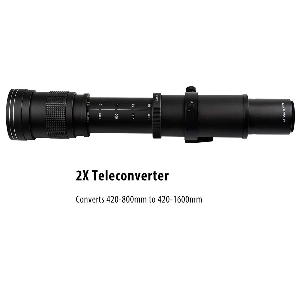 Lightdow 420-800 مللي متر F8.3-16 عدسة تكبير يدوية مع محول 2X لكاميرا Canon Nikon Sony RU USA ES الشحن