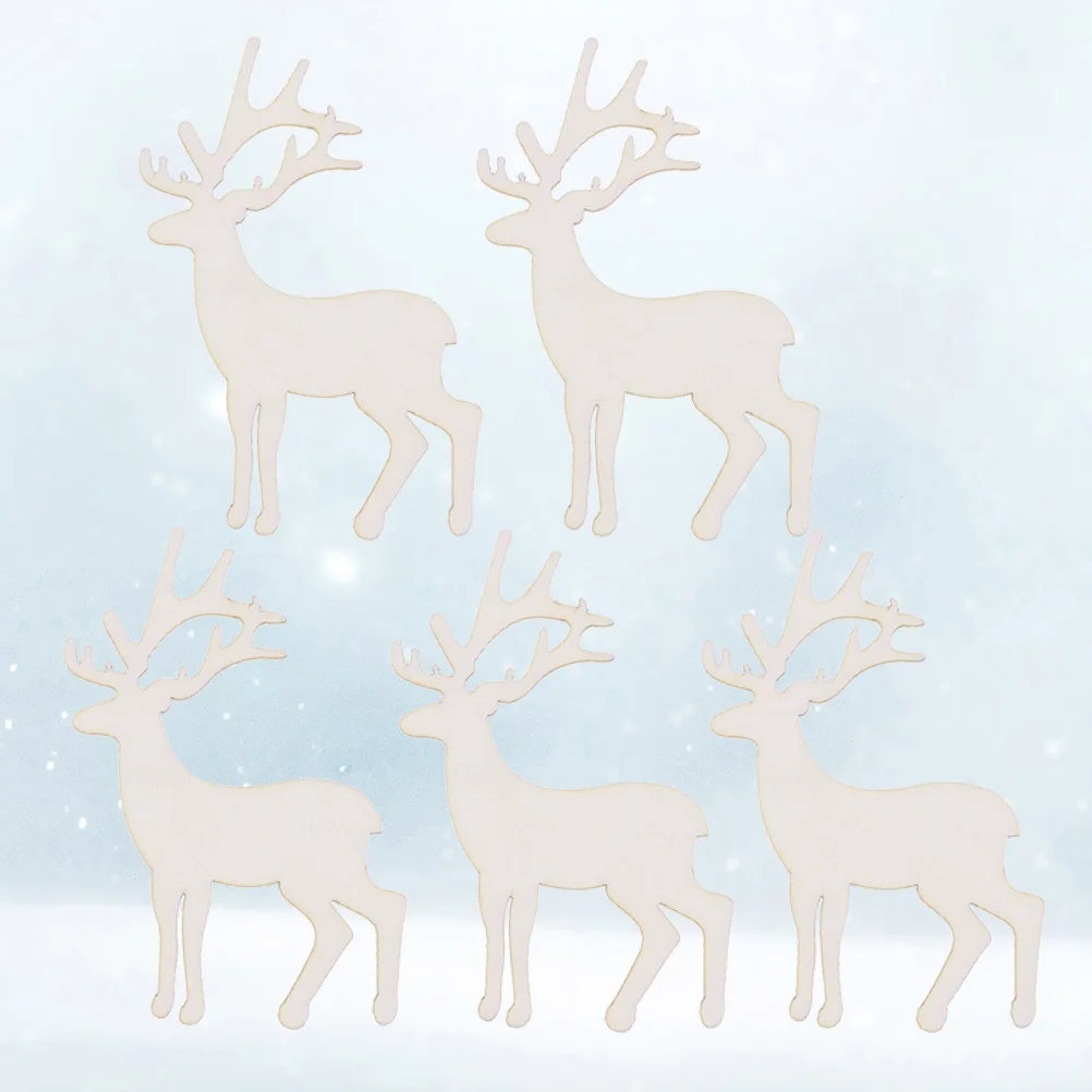 

10pcs Deer Wooden Craft Decor Pieces Diy Wall Home Art Slices Natural Wood Lightweight Durable For Christmas Wedding