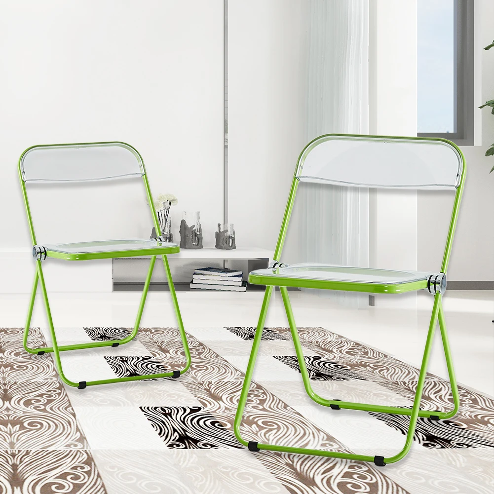 

Transparent Folding Chairs Acrylic with Chrome Frame Dining Chairs Lightweight Living Room Seat for Home Yard Parties