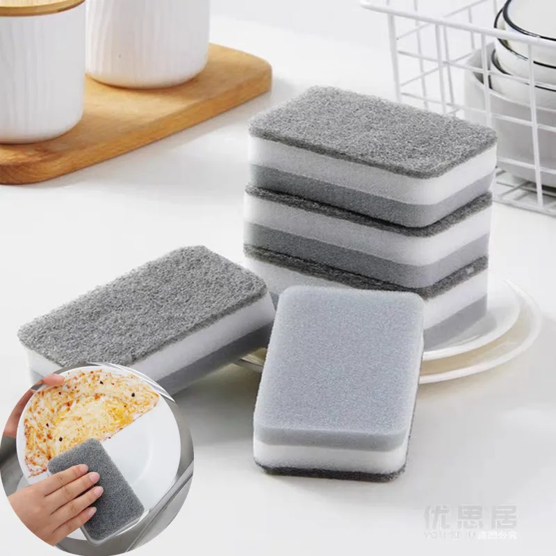 Sponge Eraser Kitchen Duster Wipes Home Clean Accessory Microfiber Dish Cleaning Scouring Pad Kitchen Cleaning Tools