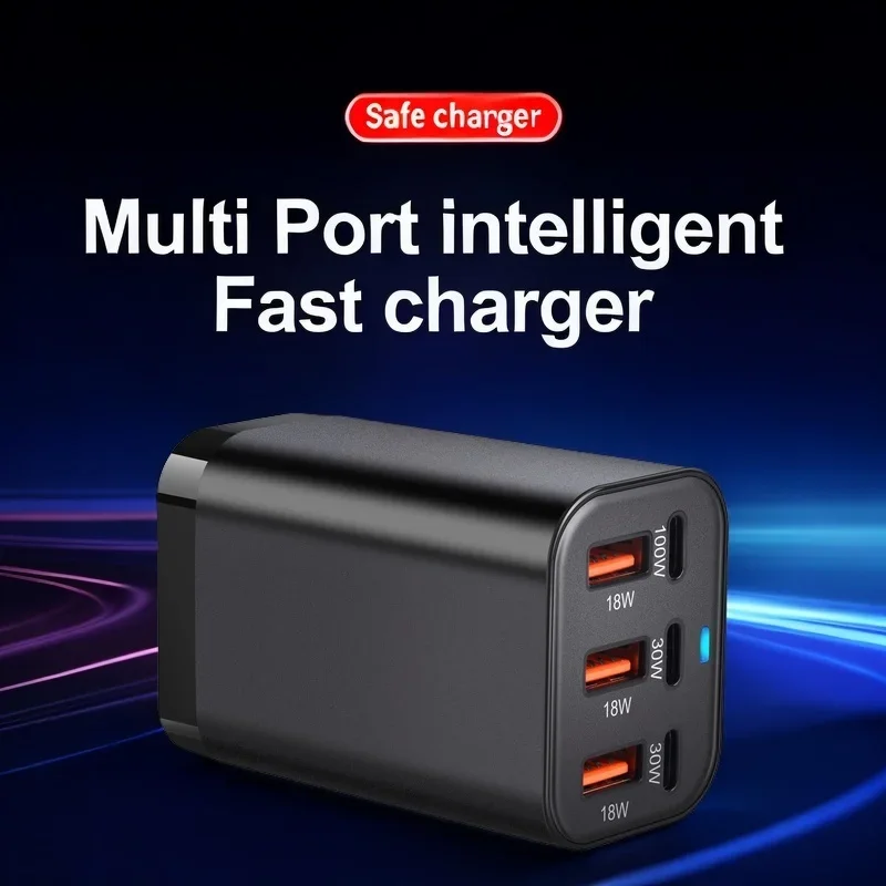 200W multi-port USB+ PD desktop charging 6 port Gallium nitride charger high power PD fast charge For notebook, mobile phone