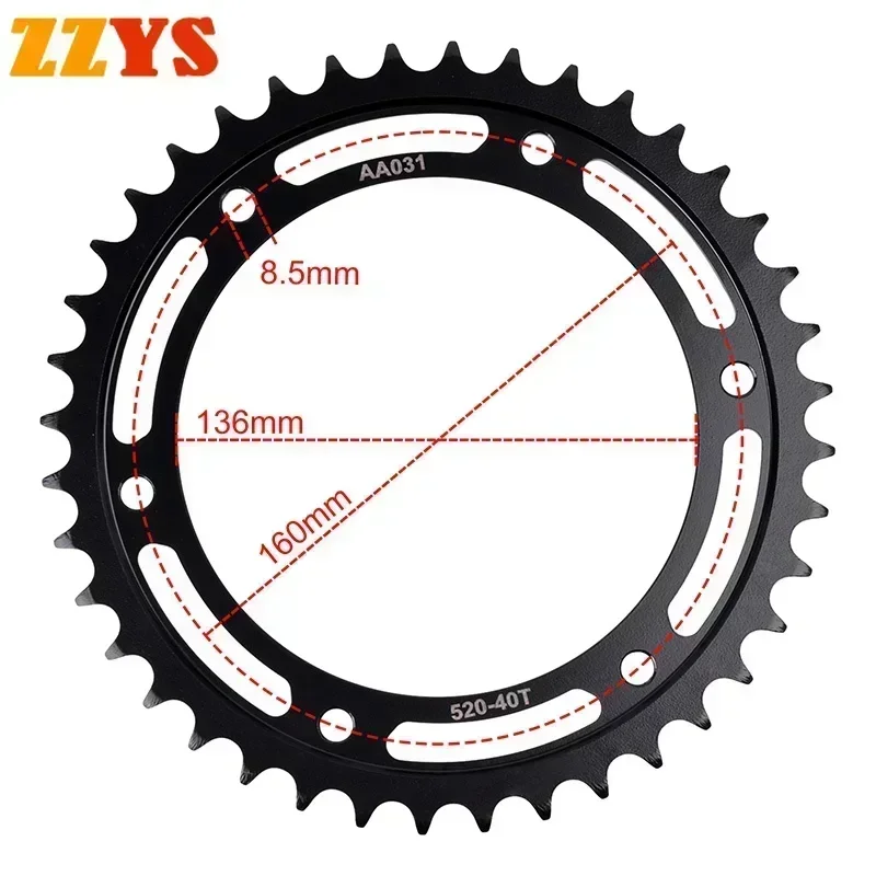 520 40T 47T 40 Tooth Rear Sprocket Gear Star Wheel Cam Pinion For Husqvarna Off Road 650 TR Terra Strada 2013-2014 TR650 650CC