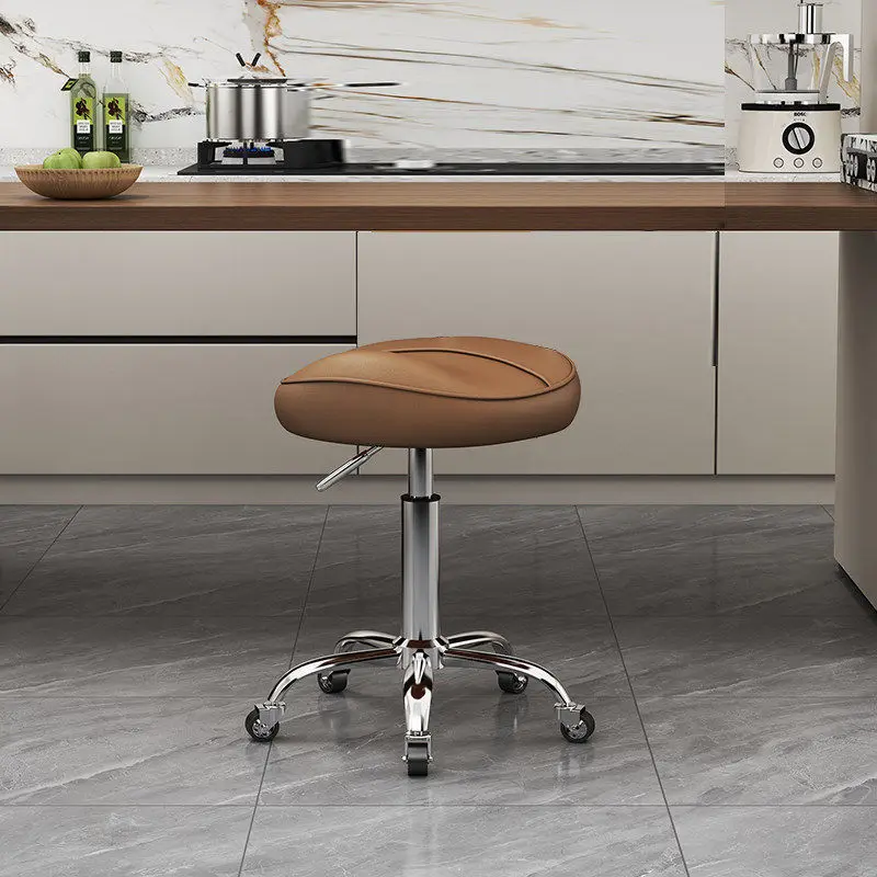 Rolling Saddle Stool with Backrest, Height Adjustable Swivel Bar Stool, Hydraulic Salon Stool for Office, Clinic, Bar, Shop