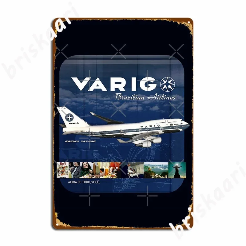 Varig Jumbo Jet Metal Signs Cinema Kitchen Cinema Wall Decor Vintage Tin sign Posters