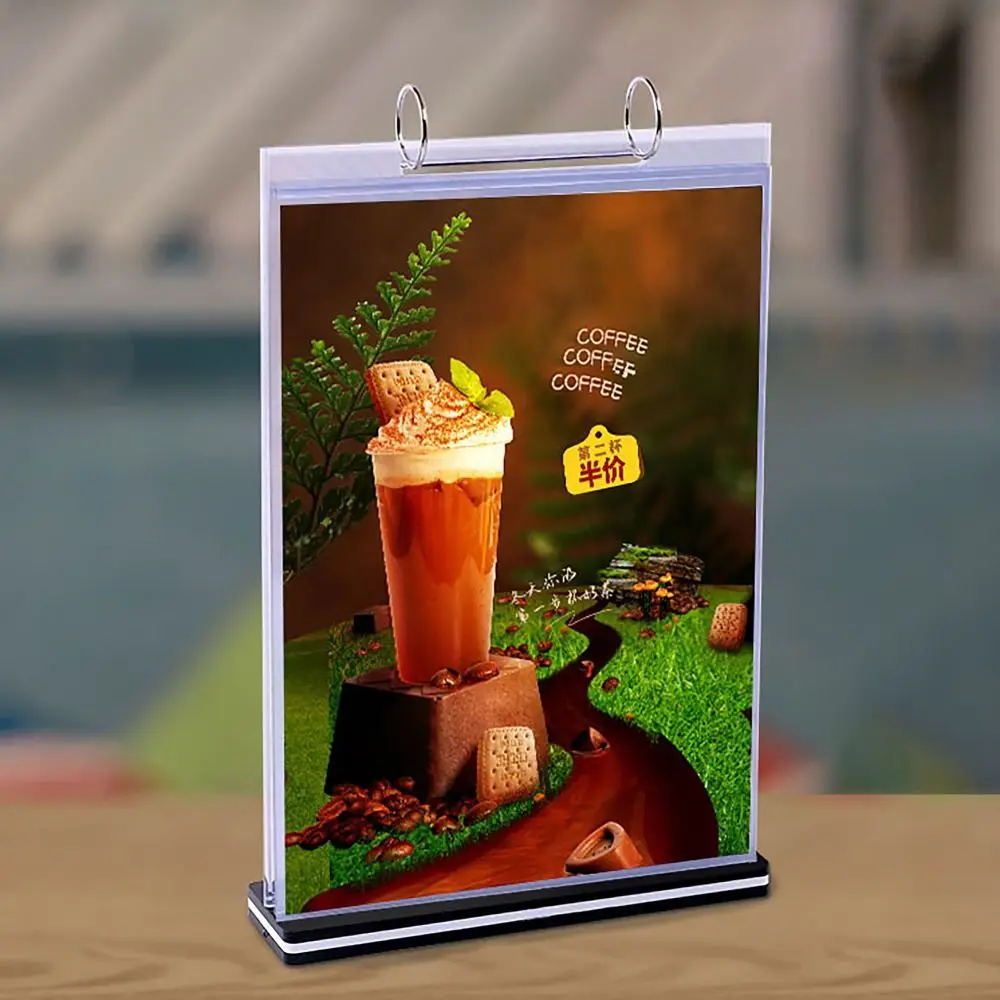 Durable A4 A5 A6 Table Menu Stand Pageable Waterproof Pocket Display Landscape Portrait Paper Menu Display Stand Table