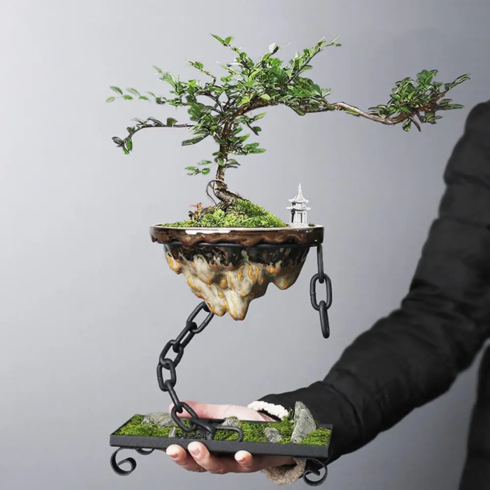 Fashion Corrosion Resistance Succulent Planter Chain Suspension Bamboo Succulent Moss Ball Landscape Basin Decoration