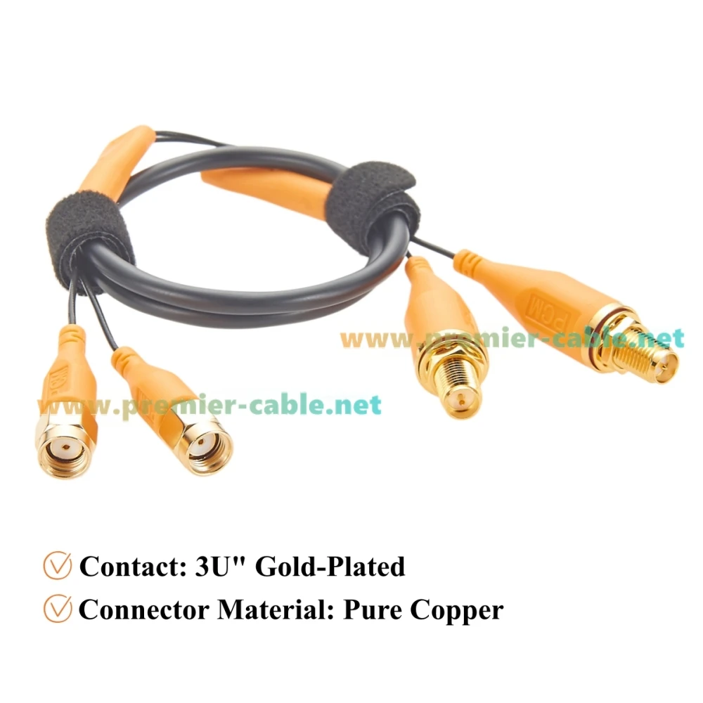 2-in-1 RP-SMA Stecker auf Buchse RF-Koaxialkabel für Panelmontage, 50 Ohm, 2x2 MIMO Antennenverlängerungskabel für GPS, SDR, WLAN-Router, 4G – Detail 6