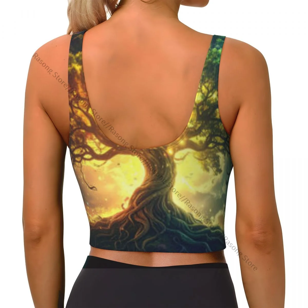 Sports Bra Women Running Yoga Clothes Vest Fantasy Landscape With Magic Tree And Stars Gathering Fitness Vest