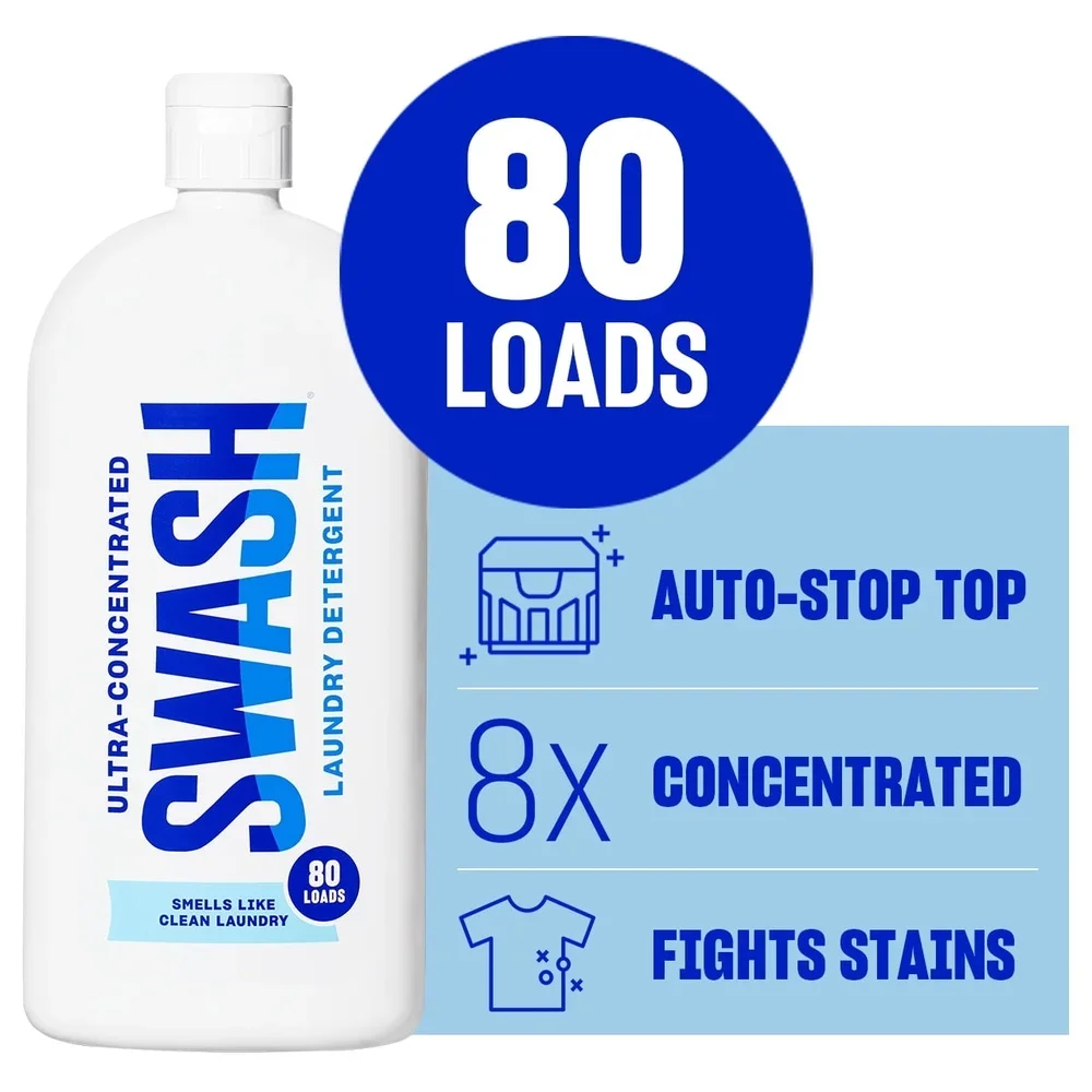 

Ультраконцентрированное жидкое моющее средство для стирки HE, 80 загрузок, аромат свежести, борьба с пятнами, функция Auto-Stop, совместимо с Top Load