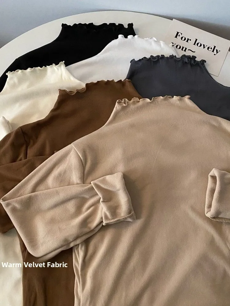 

Теплый трикотажный джемпер с флисовой подкладкой, повседневный, с длинным рукавом, базовый слой, однотонный, простой дизайн, новинка ранней весны