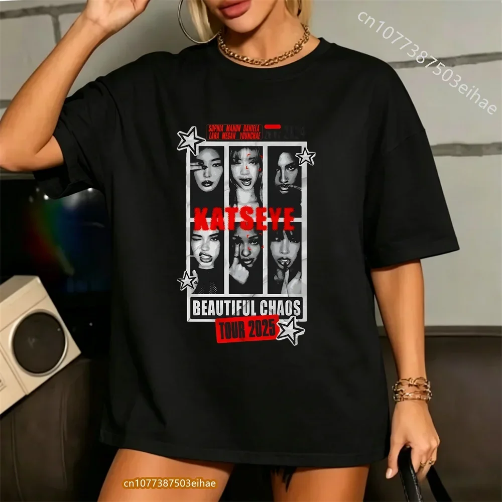 Pop Music Girl Group Katseye Graphic Print Fashion T Shirts Kpop Korean Aesthetic Oversized Cotton Casual Tees Men Women Kids