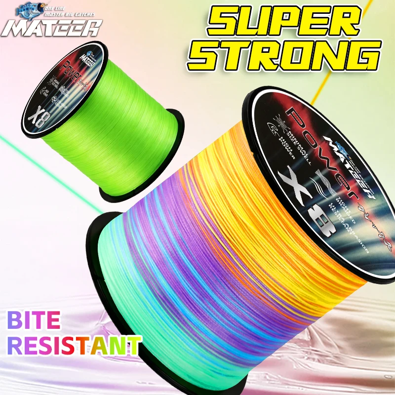 MATEER 8-fach Geflochtene Angelschnur 300/500/1000M Multifilament Salzwasser PE Karpfenschnur Grün Mehrfarbig Japan Super Stark Zubehör