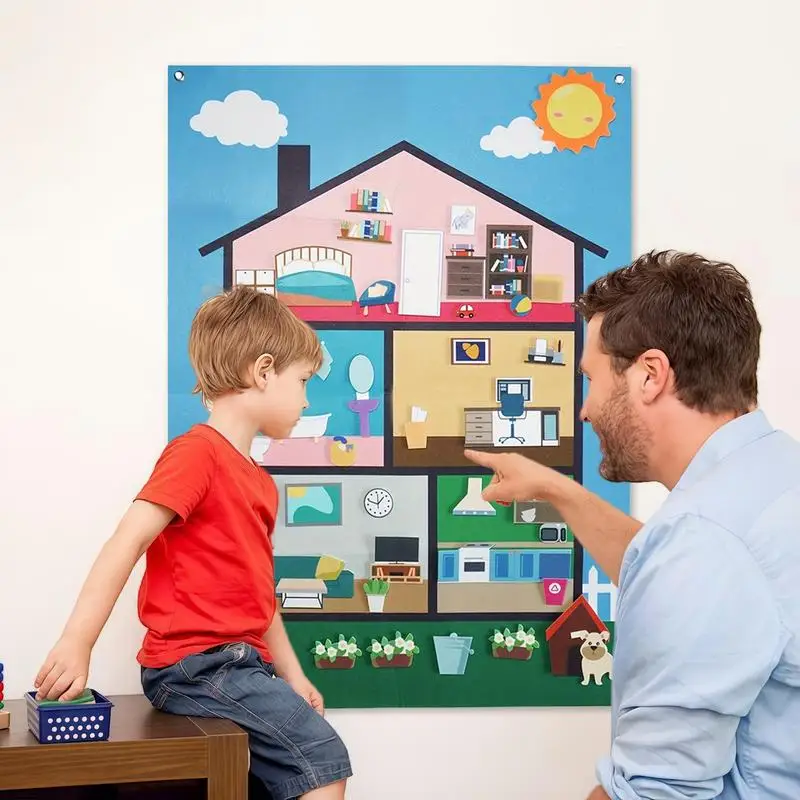 Felt Story Board Colorful Felt Board Sensory Learning Interactive Decorative Reusable Game For Classroom Preschool Kindergarten