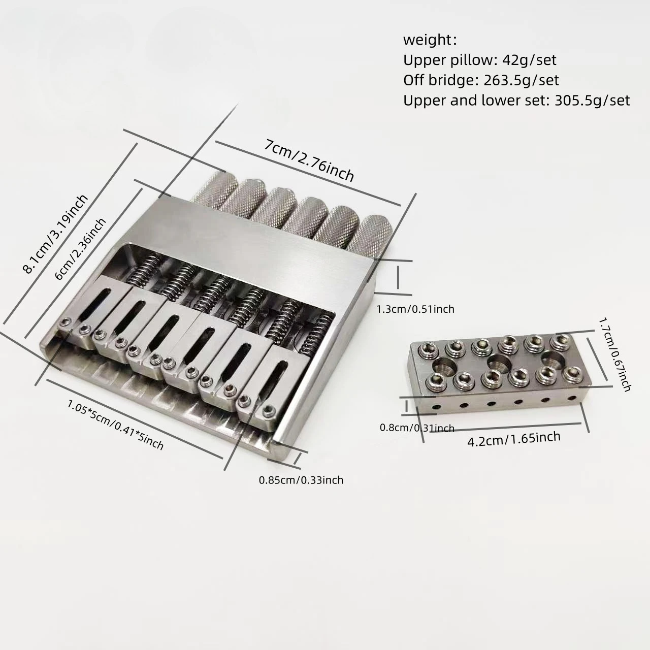 Guitar Headless with Fixed Bridge Saddle and Bottom Bridge Headless Guitar Bridge Tailpiece Stainless Steel For Electric Guitar