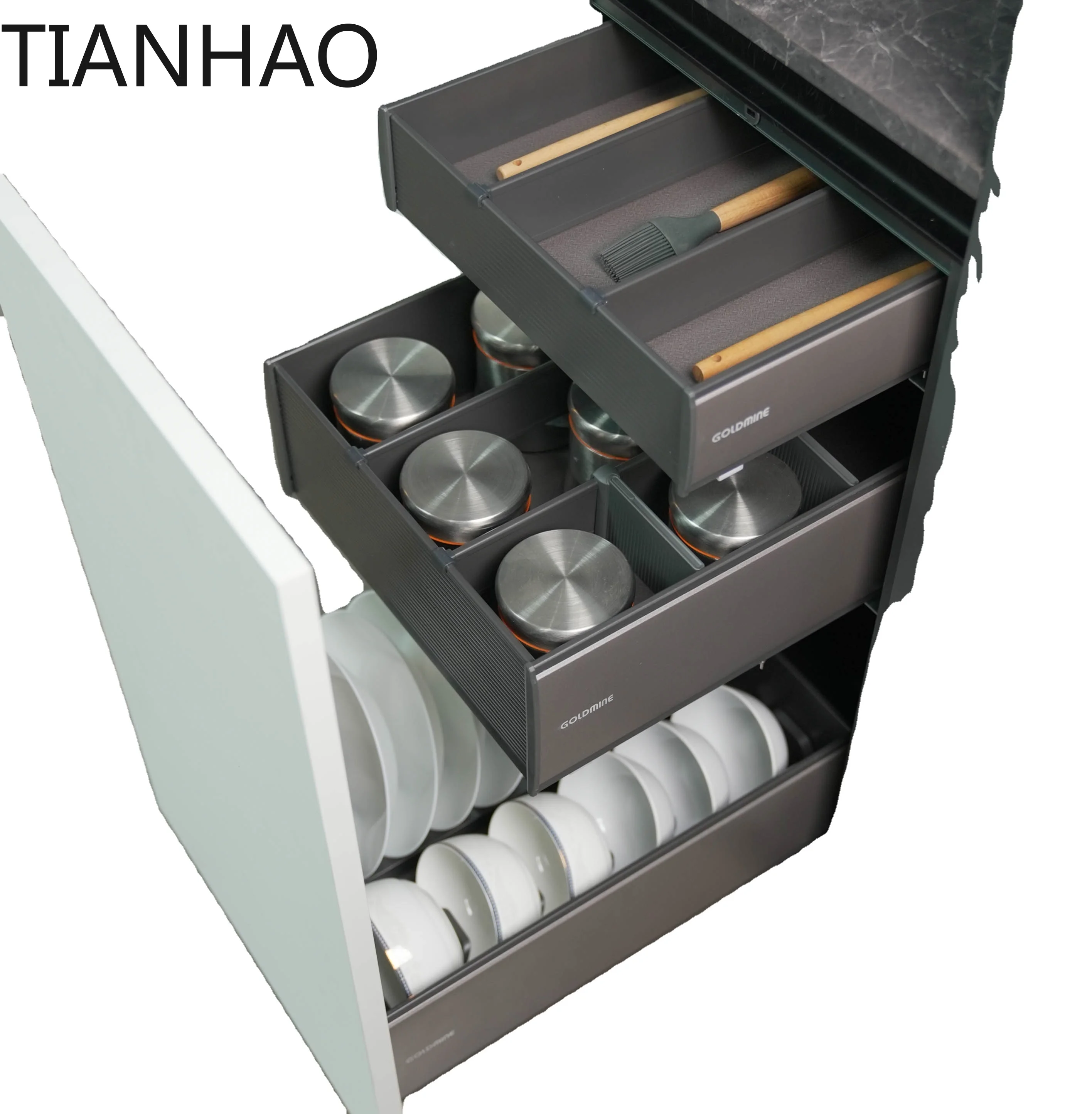 Goldmine Multifunction 3 Tire Pullout Cabinet Drawers  Kitchen Cabinet Accessories