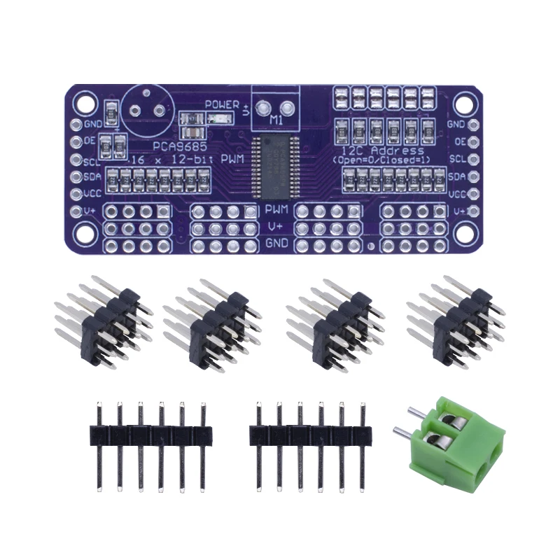 PCA9685 16-Channel 12-bit PWM/Servo Driver Module, I2C Interface Shield for Arduino/MCU Projects