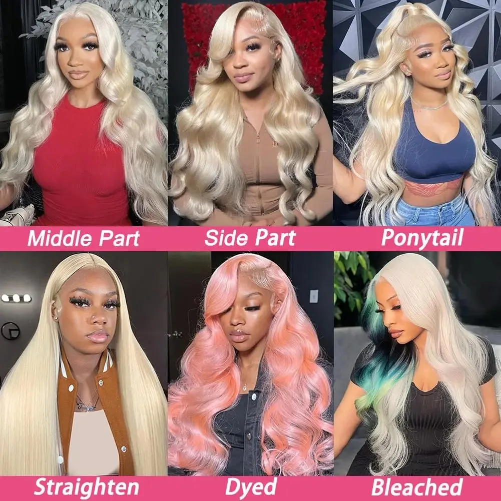 613 Body Wave Human Hair Wig 13x6 Hd Lace Frontal Wig Pre Plucked Brazilian 30 inch Blonde 613 Lace Front Wigs 13x4 Lace Wig image 5