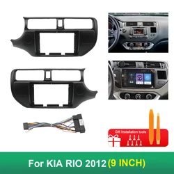 Car 2 Din Audio Radio Fascia Frame For KIA RIO 2012 9 Inch Big Screen Stereo Dash Fitting Panel Trim Kit WITH SRS HOLE