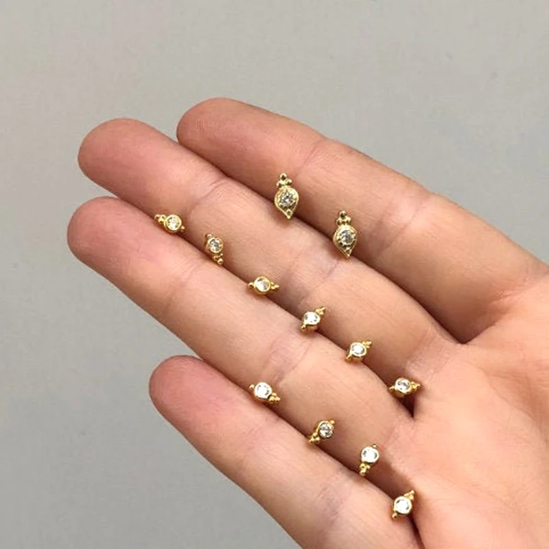 925 Nơ Kim Tuyến Ác Mắt Bông Tai Nữ Cô Gái Xương Tai Xỏ Bông Tai Nữ Pha Lê Zircon Aretes