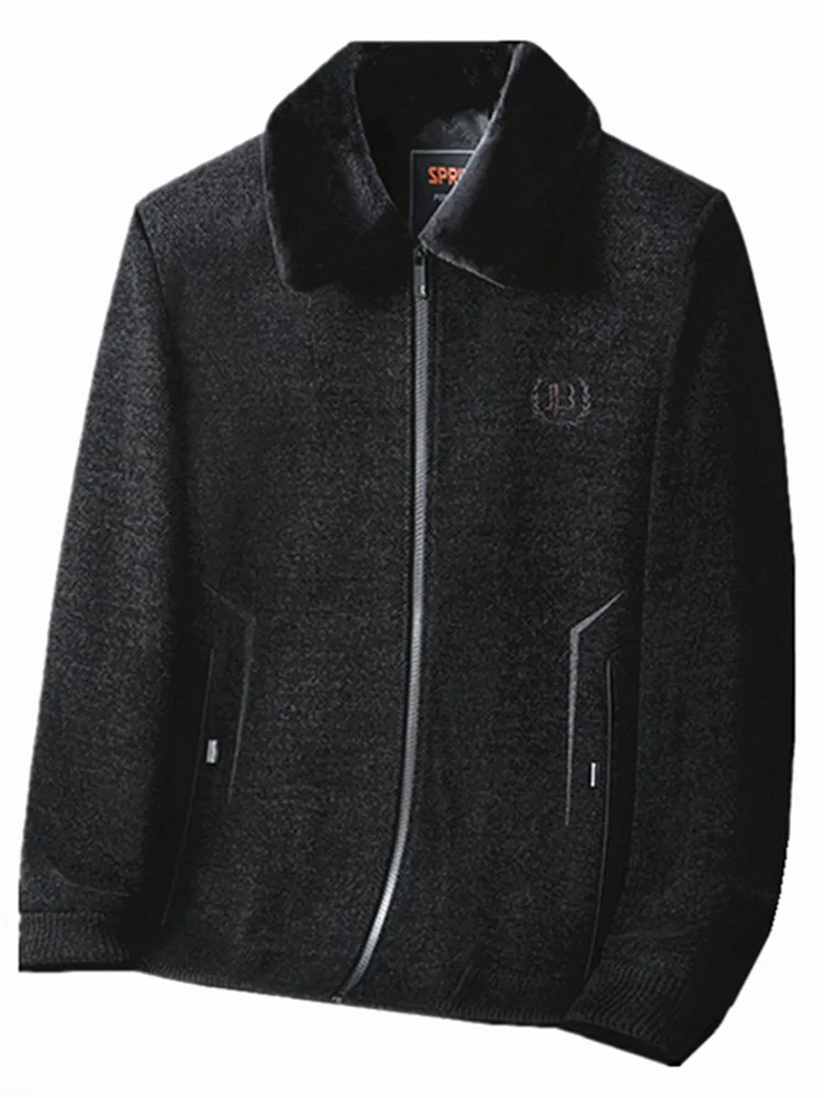 

plus Size Men's Faionable Collared Fur Trim Jaet Winter Fce Lined Thiened Dad Clothes Warm Outerwear Casual Sle