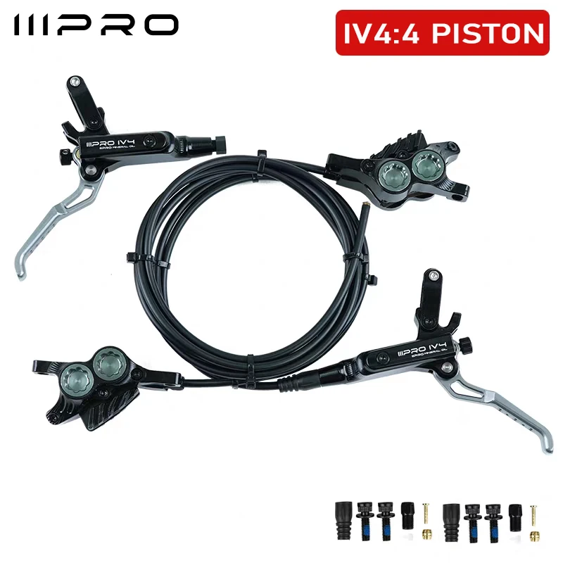 IIIPRO 4 Zuiger Fiets Hydraulische Schijfrem Set Road Mountainbike Hydraulische Remmen MTB Fiets Remklauw/Hendel voor SHIMANO