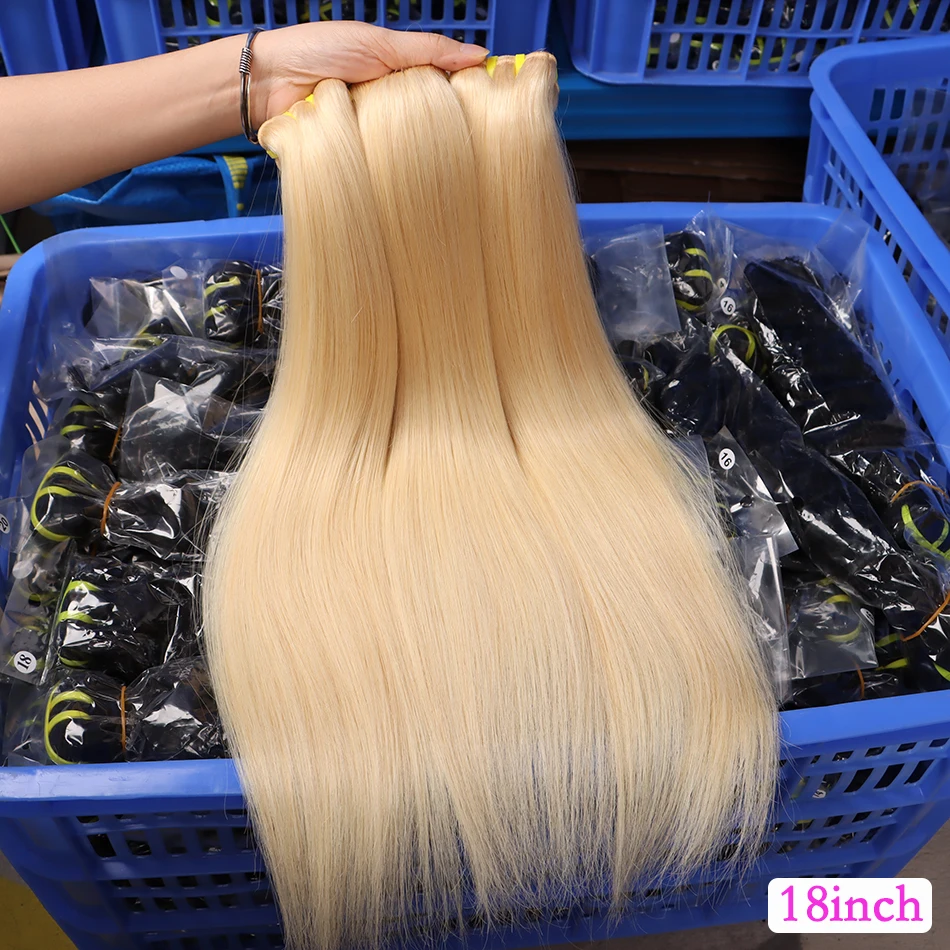 613 Blonde Colored Straight Human Hair Bundles 1/3/4 Pcs 10-30 Inch 10A 100% Raw Virgin Human Hair Weave Extensions For Women