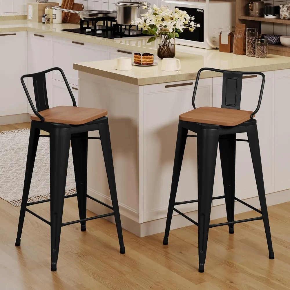 

26 inch rotating bar stool, set of stools with 2 counter heights, industrial metal bar stool