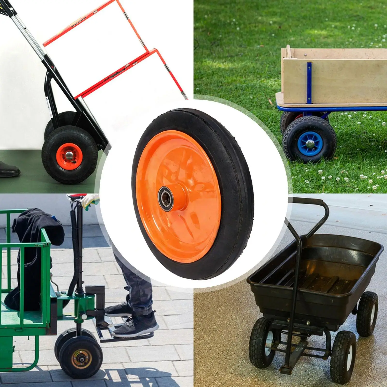 Hand Truck Wheel Solid Tyre Simple Installation Stable Performance Lawnmower Grill Wheel for Air Compressor Accs